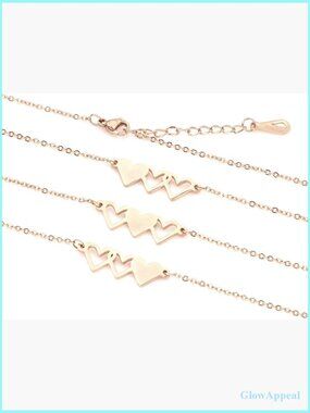 Friendship Necklace for 3 Set Stainless Steel Heart Bracelet